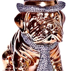 Interior Illusion Bronze & Rhinestone doggy bank.